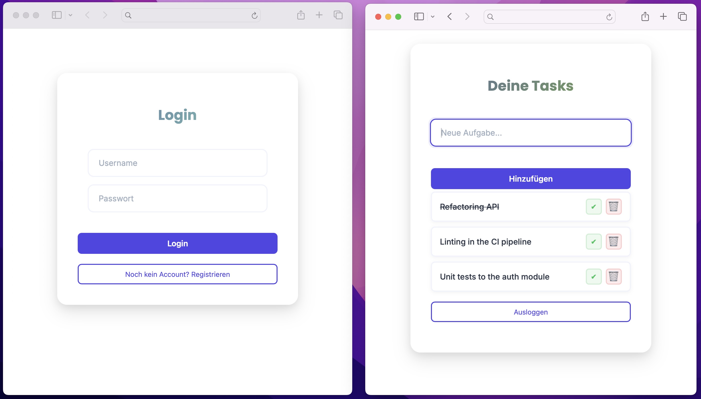 Screenshot of project TaskManager